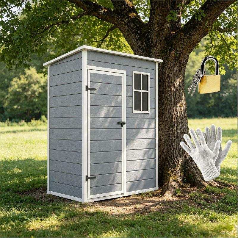 Remise de jardin, remise de rangement extérieure 5 pi x 3 pi avec serrure, fenêtre, évent, remise pour outils utilitaires