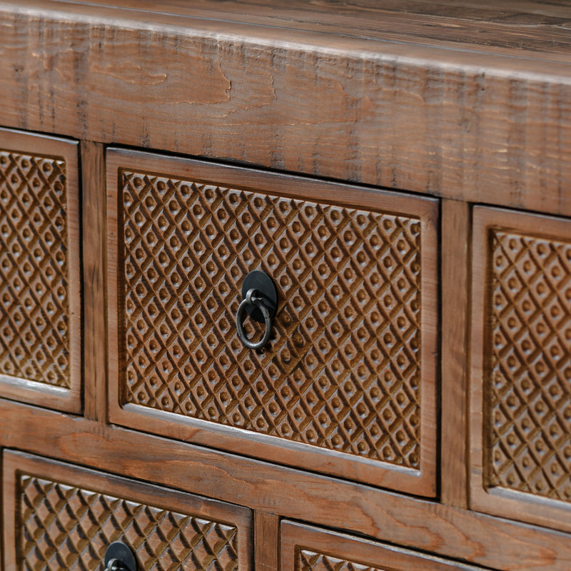 Lahey 93'' W Solid Wood Console Table, Mission Brown