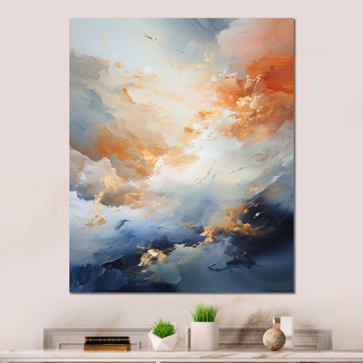«White Blue Storm liquide Art Charm I» sur métal