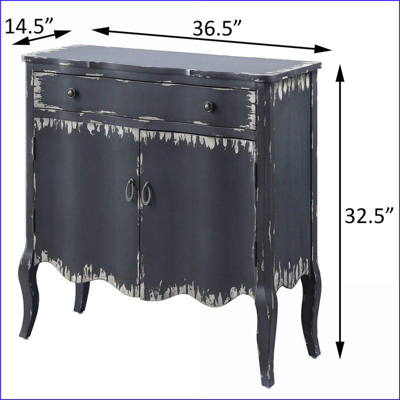 Console gris antique avec façade française en queue d'aronde et amp; Fond arqué - Rangement pour vestibule / salon