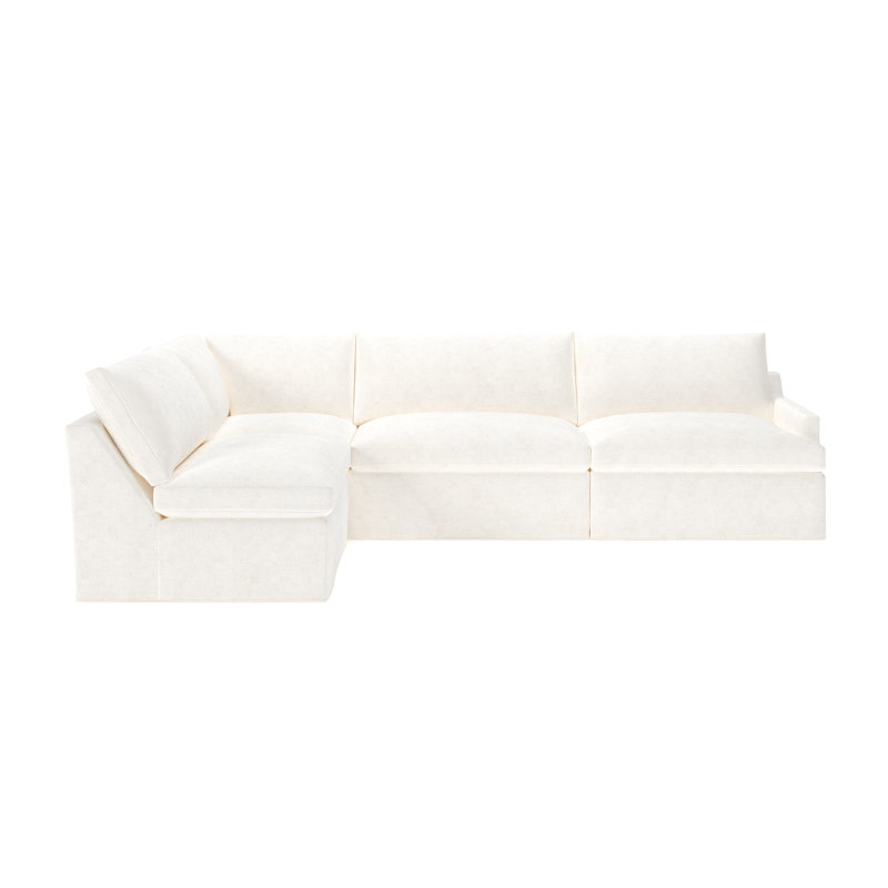 Canapé modulaire 4 pièces Wrenley, Mélange de lin naturel Bevin, Orienté à gauche (vu de face)