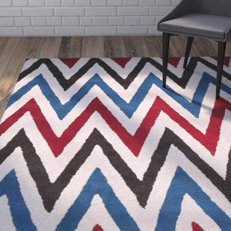 Deedie Hand Tufted Wool Chevron Rug, Rectangle 6' x 9'