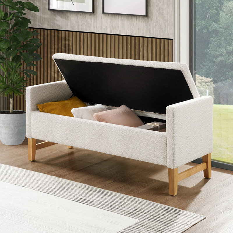 Banc de chambre rembourré avec tissu bouclé