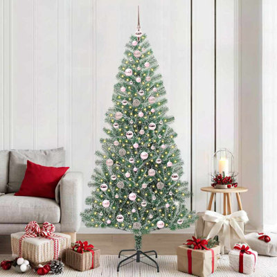 vidaXL Artificial Christmas Tree Snow Flocked with LED Light