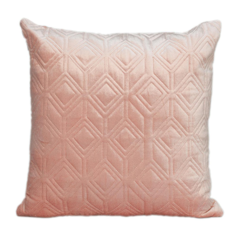 Aleta Transitional Quilted Pink Throw Pillow, Rose Gold