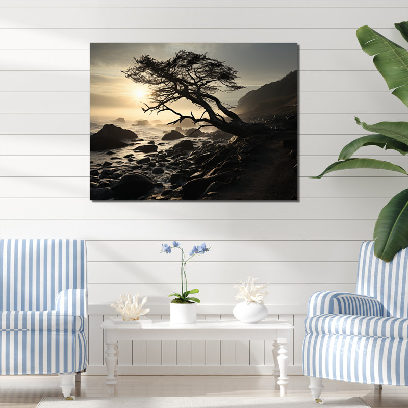 Plage côtière calme II - impression, Toile tendue, H 16 po x l 32 po x P 1 po