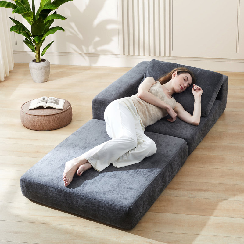 Boneless 8" Thick Freestanding Folding Sofa Bed for Adults,Convertible Sleeper Chair and Pillow, Lazy Couch for Living Room/Bedroom/Guest Use/Home Office/Apartment