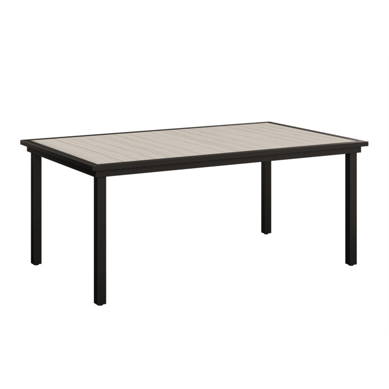 Vida Outdoor Dining Table, Seashell, Matte Black