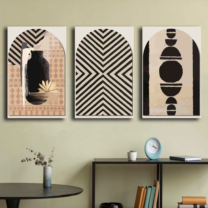 Elegant Decorative Canvas Painting Set (3 Pieces), 17.7 x 27.6 inches Each | 100% Canvas with 2.8 mm Thickness, Framed in 100% Pine Wood | Perfect for Living Room, Bedroom, & Office Decor, Stunning Artwork