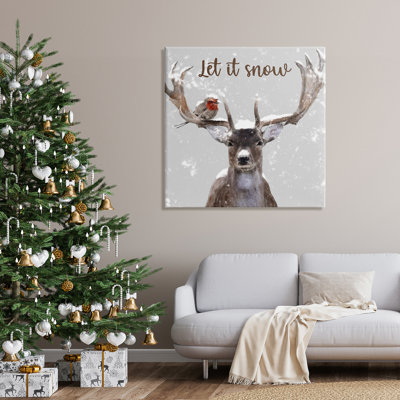 Let It Snow Winter Bird Percher Deer Antler