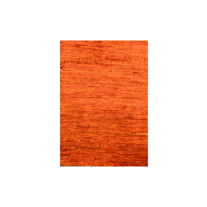 2'x3' Tangelo Orange, Plain Solid Design, Hand Knotted, Sample, Strike Off, Pure Sari Silk, Mat, Oriental Rug
