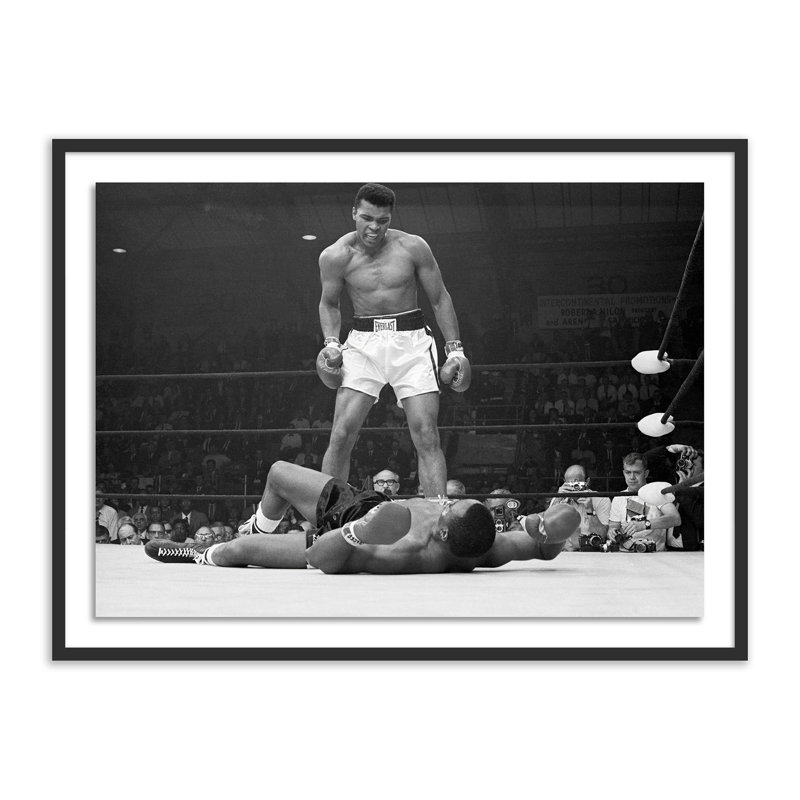 Muhammad Ali Taunting Sonny Liston Print by Getty Images, 30" H x 40" W, Black Maple Framed