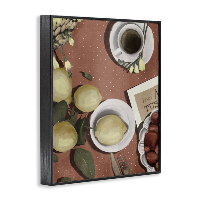 Giclée encadrée de café italien et de fruits, design par Anna Lischenko, H 14 po x l 11 po, Giclée encadrée noir minuit