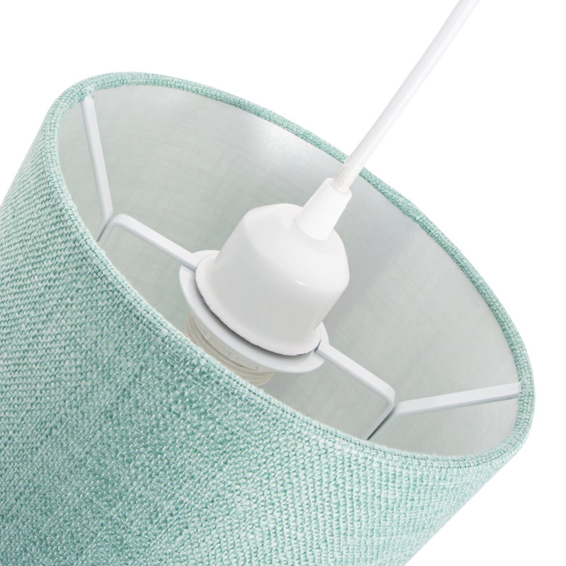 Ibiza Linen Drum Lamp Shade, 20cm H x 30cm W x 30cm D, Mint Green