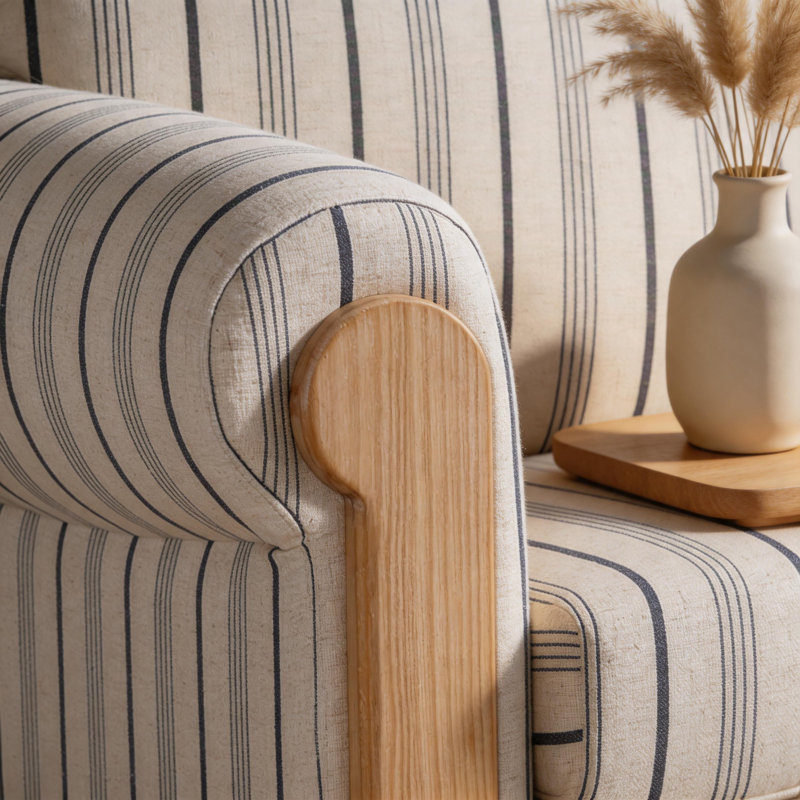 Canapé à rayures en mélange de polyester 83,86 po American Farmhouse,  H 35,43 po x l 83,86 po x P 30,91 po