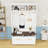 4-in-1 Hall Tree with 2 Drawers, 6 Hooks, Bench and Shelves-2034530043