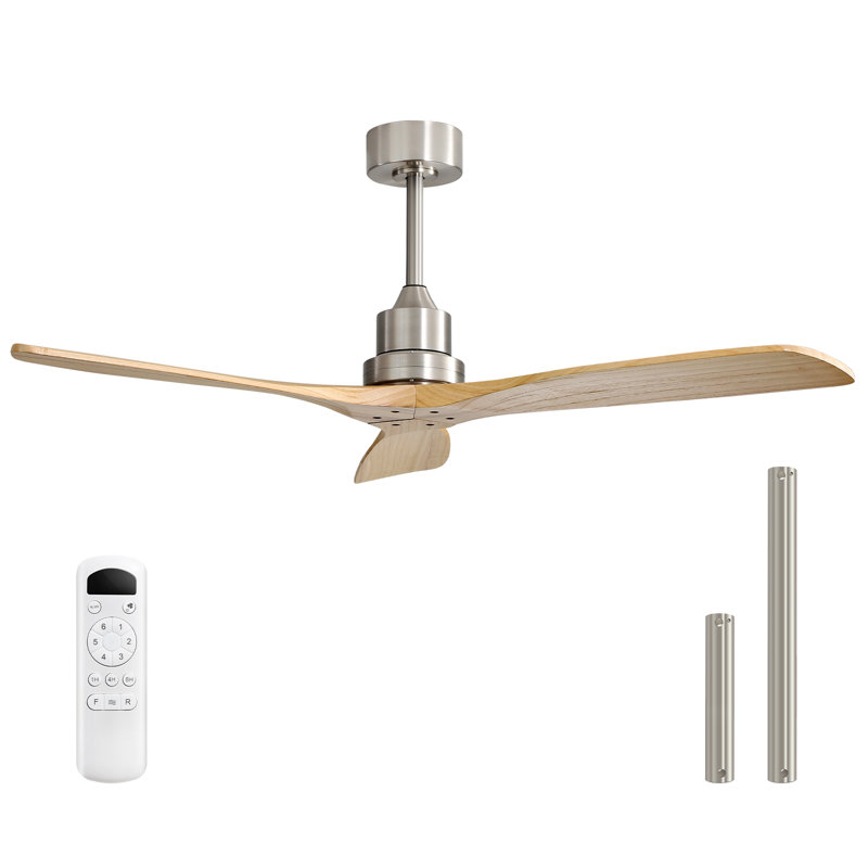 Nicola 52" 3-Blade Standard Ceiling Fan, Burlywood/Nickel