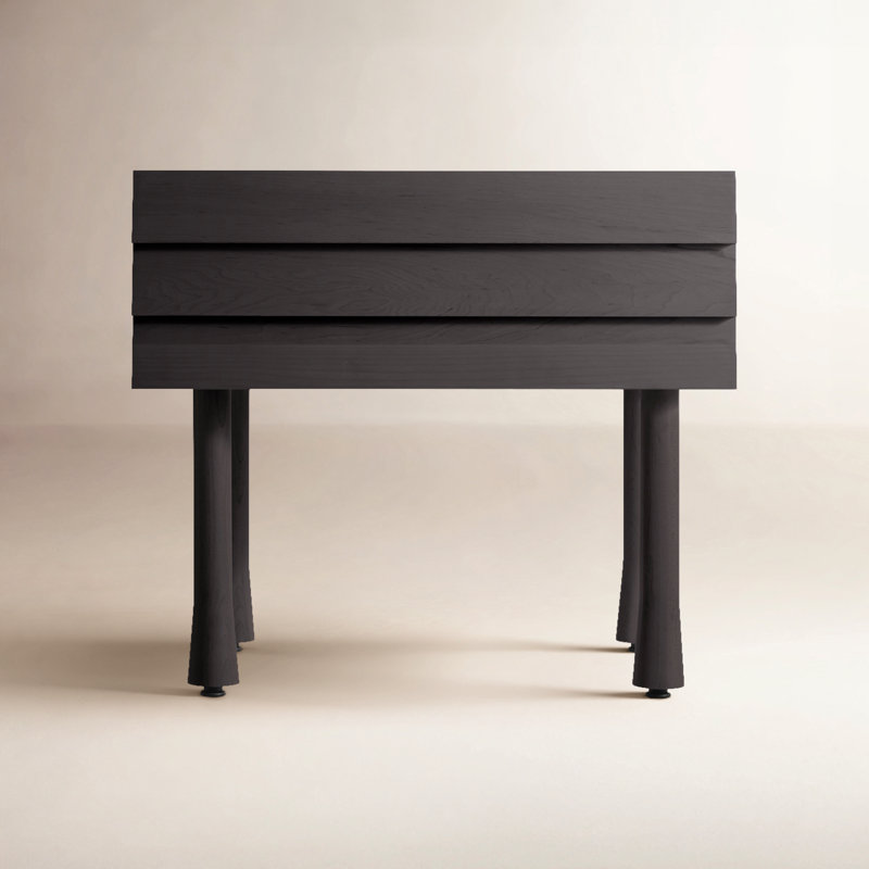 Lap 21.7'' W Solid Wood Nightstand, Black on Ash / Black