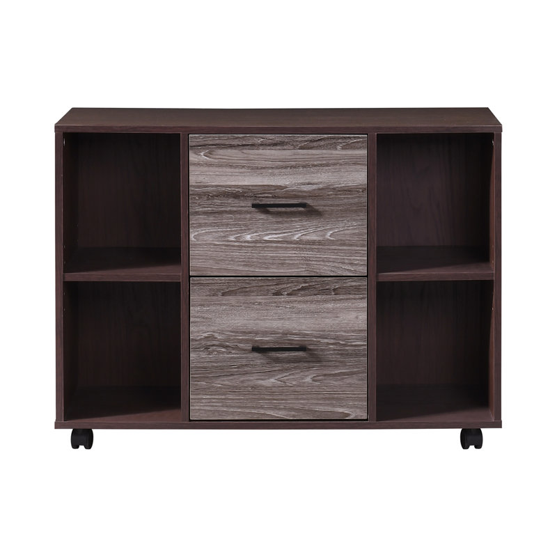 Walnut File Cabinet With 2 Drawers, Brown
