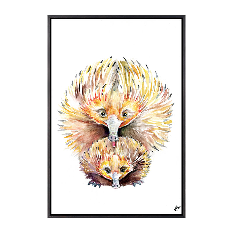 Décoration murale énigmatique Echidnas pour enfants, H 60 po x l 40po x P 1,5 po, Toile avec cadre noir patiné