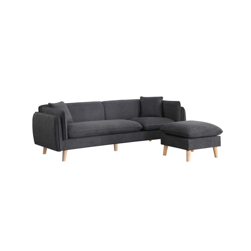Dark Gray Fabric Sectional Sofa Chaise