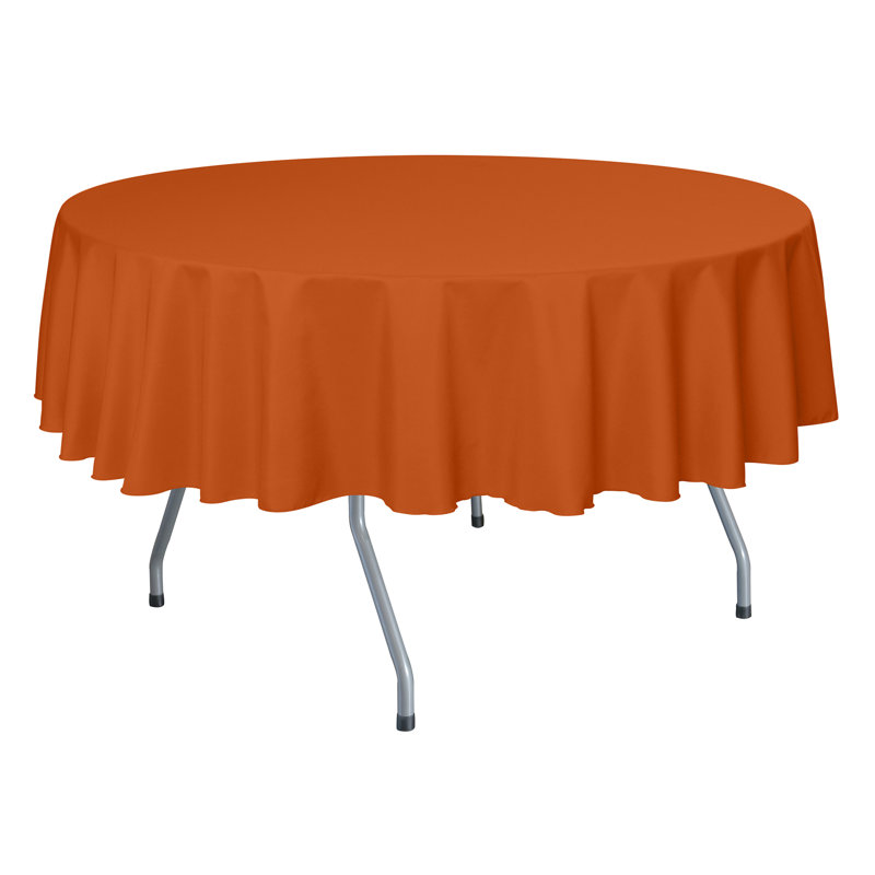 Ultimate Textile - Round Polyester Linen Tablecloth, 84" x 84", 10, Orange