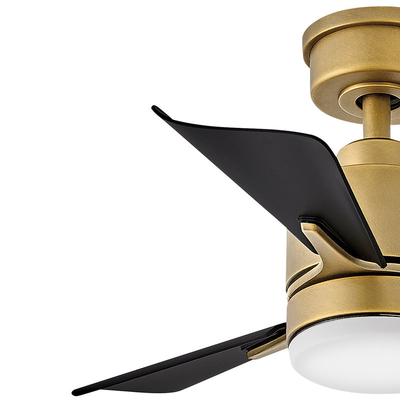 30" Leventhal 3  - Blade LED Standard Ceiling Fan with Wall Control and Light Kit Included, Matte Black/Gold