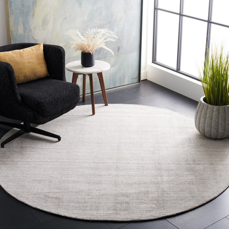 Abbie-Lei Hand Loomed Viscose/Cotton/Wool Solid Color Rug in Light Gray, Rectangle 6' x 9'