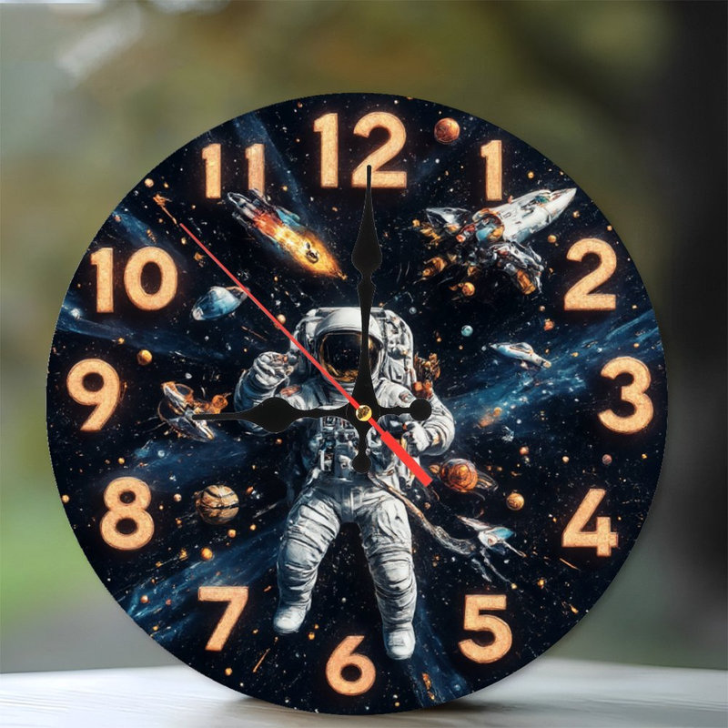Astronaute, espace, horloge galaxie, cosmos