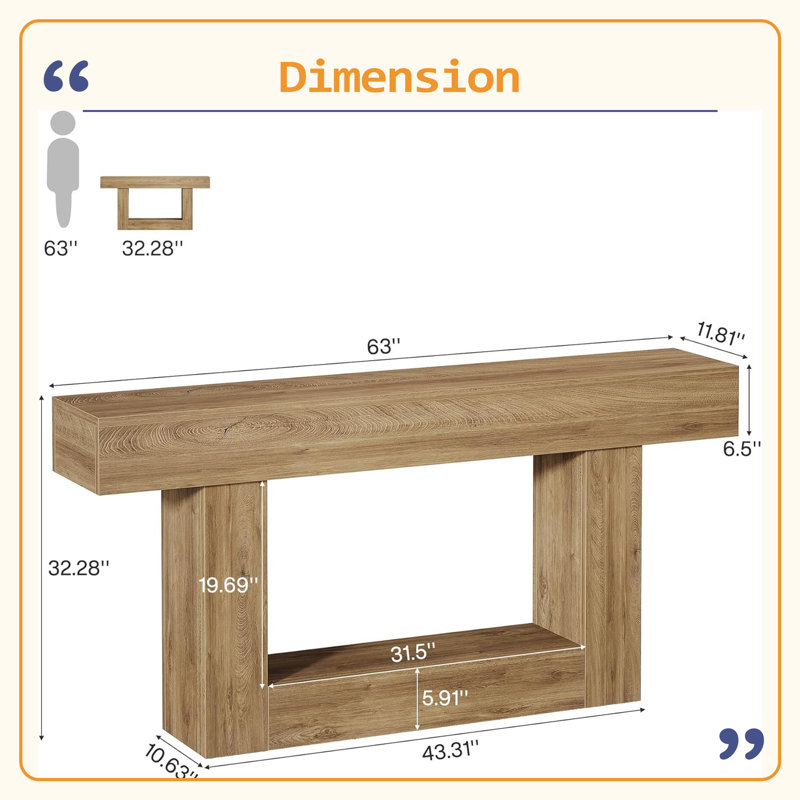 2-Tier Side Table,Entryway Table, Light Brown