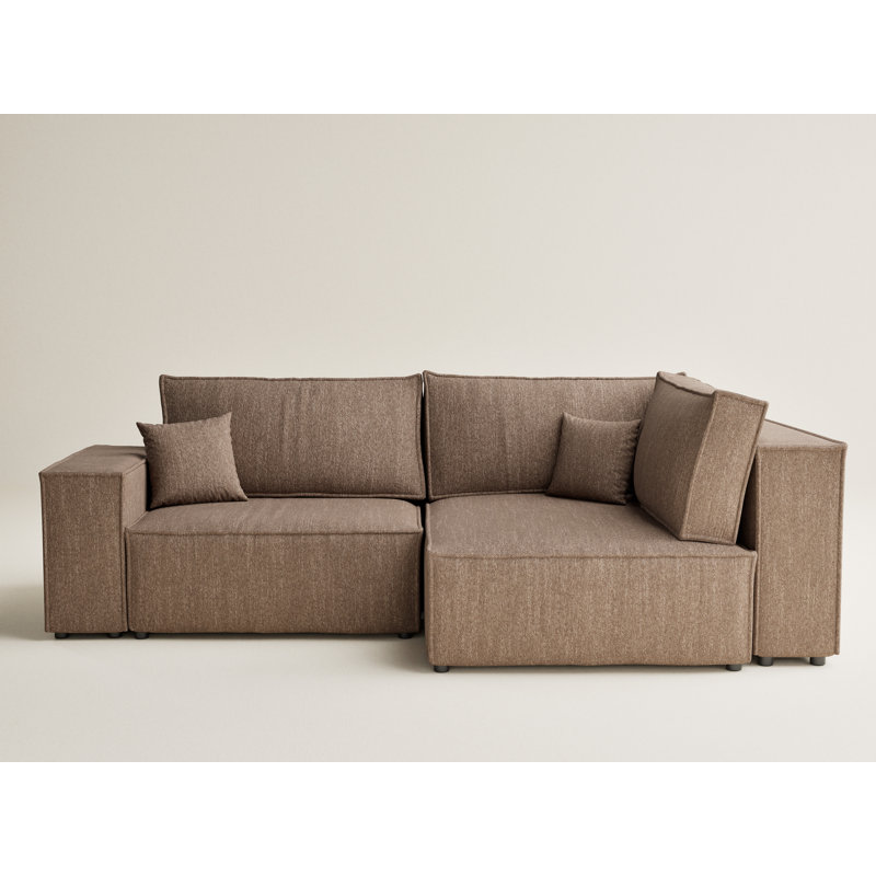 3 Seater Corner Sofa , Right Hand Facing, Brown Chenille