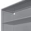 Lit de jour double en bois avec trois tiroirs, bureau, tablettes et lumières, gris