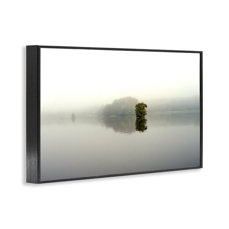Giclée encadrée Misty Lake Reflection, design par Gail Peck, H 20 po x l 30 po, Giclée encadrée noir minuit