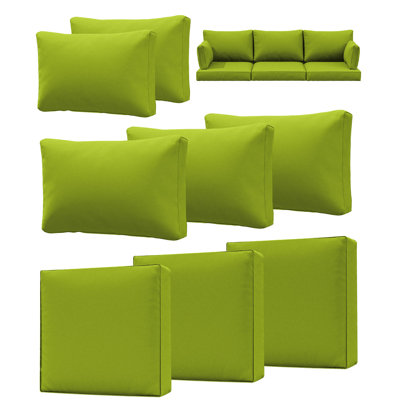 Outdoor 4" Thick Replacement Cushion Set Seat/Back Cushion (Set Of 3 Seats , 3 Backs , 2 Short Backs)