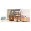 Lit superposé en bois avec toit, échelle et 2 fenêtres Wood House