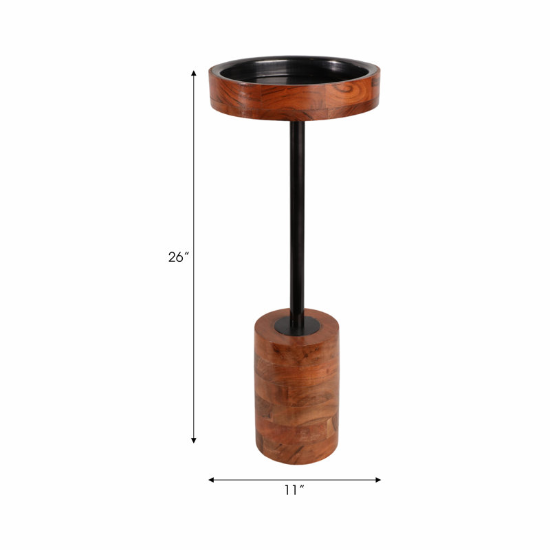 Millwood Pines Inmar Short Brown Table, 26" H x 11" W x 11" D