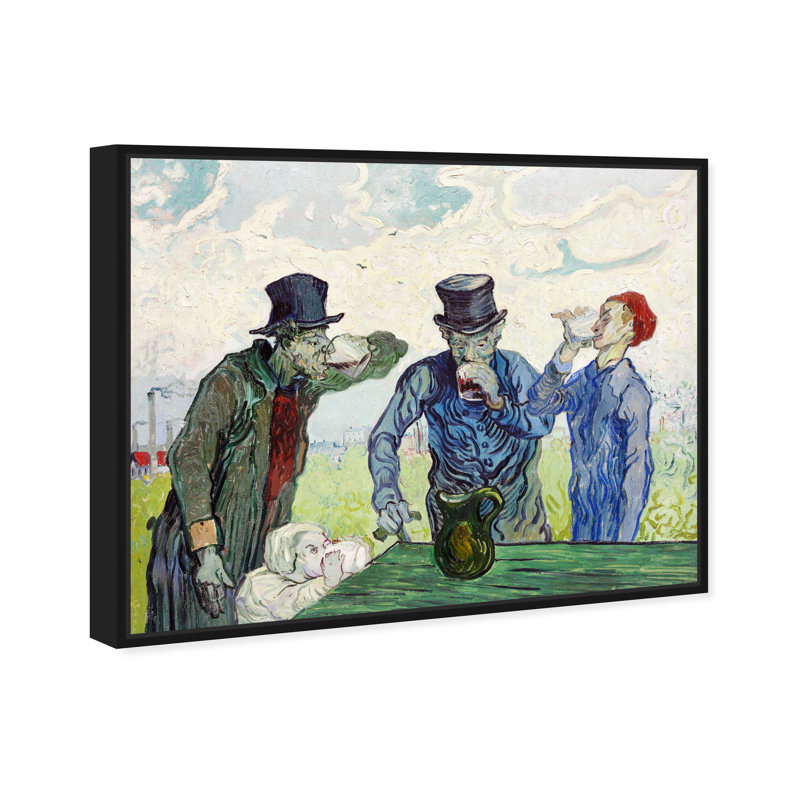 Drinks and Spirits Van Gogh - The Drinkers Impressionism, art mural, H 24 po x l 28 po, Toile avec cadre noir