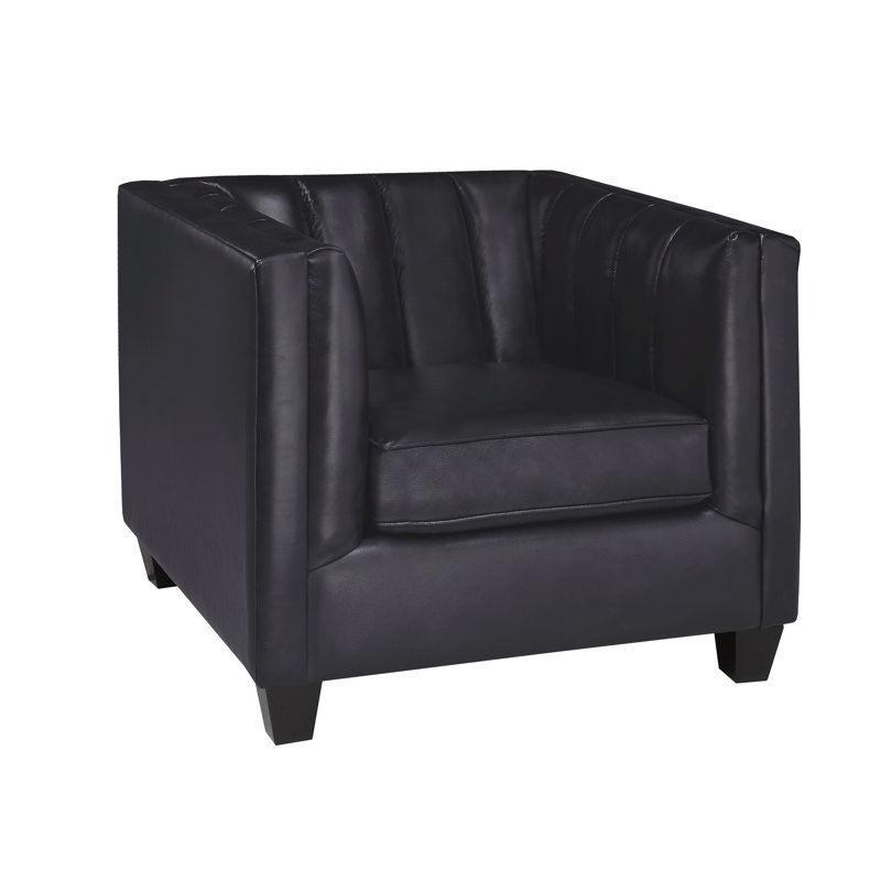 Fauteuil Telfair, Cuir véritable noir