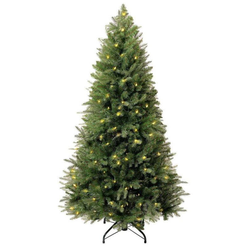 Traditional 4.5ft Prelit Artificial Christmas Tree with Warm Lights and Metal Stand