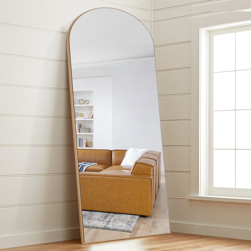 Osterman Wood Full Length Wall Mirror with Bracket, Gold