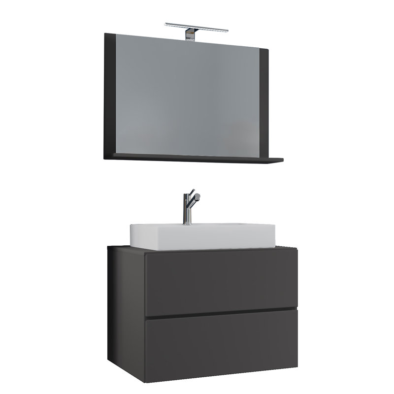 Razwana Bathroom Furniture Suite, White/Black