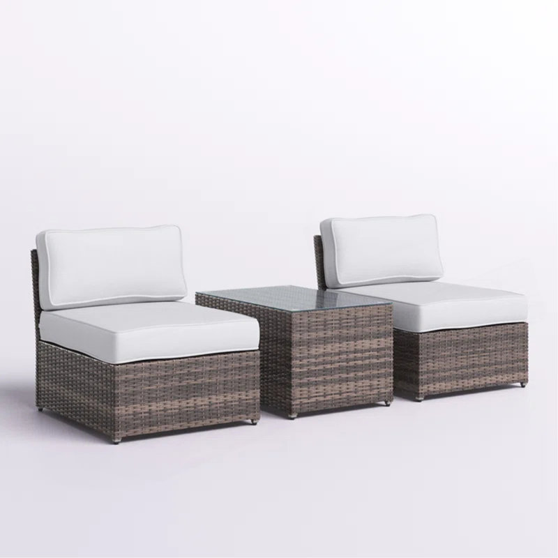 Fully Assembled Rattan Wicker 2-Person Seating Set With Cushions