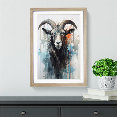 Goat Gestural No.2 - Single Picture Frame Print on Wood