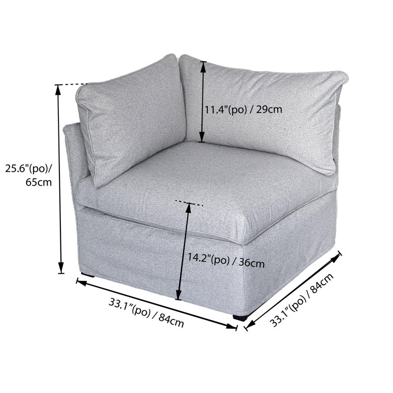 Chaise d'angle d'extérieur Flexiform, bleu, Tissu gris