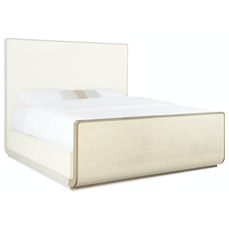 Serene Retreat Oak and Burlap Queen Sleigh Bed with Storage