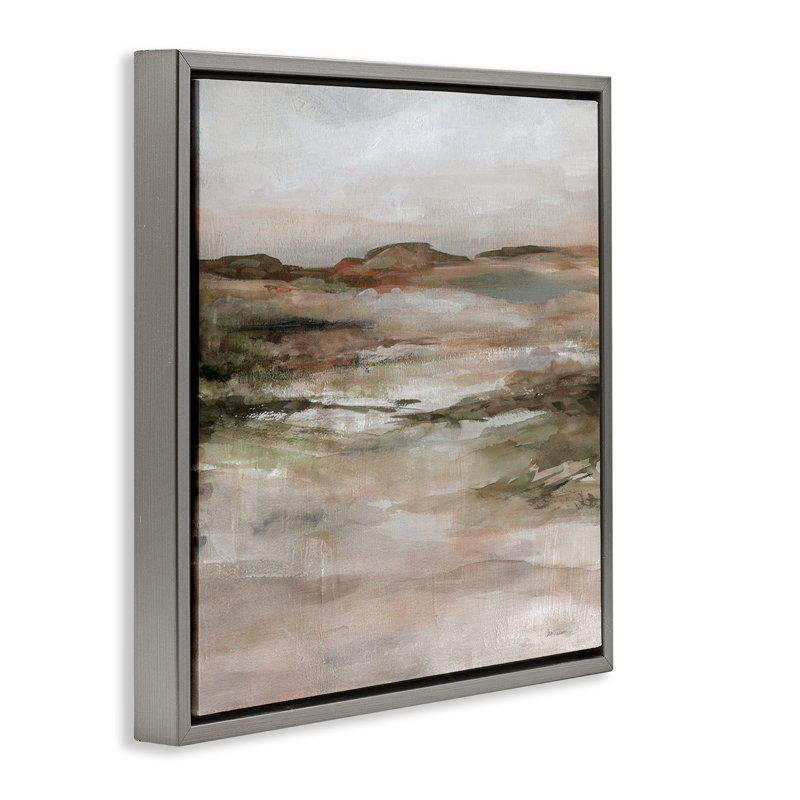 «Rugged Dunes Landscape», art mural sur toile flottante par Carol Robinson, H 18 po x l 18 po, Cadre flottant gris lustré