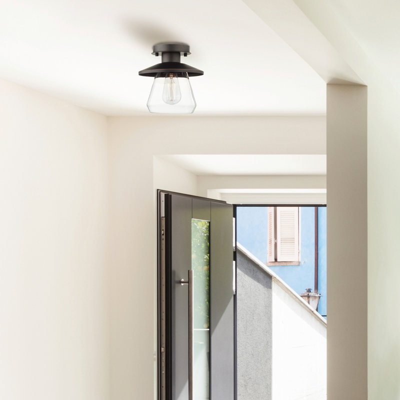 Corlyn Glass Semi Flush Mount, Bronze