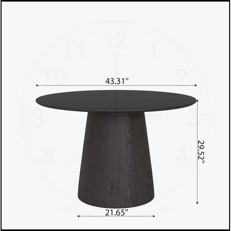 Table de salle à manger ronde de 43 pouces en bois noir, plateau solide pour 2 à 4 personnes, conception compacte et élégante