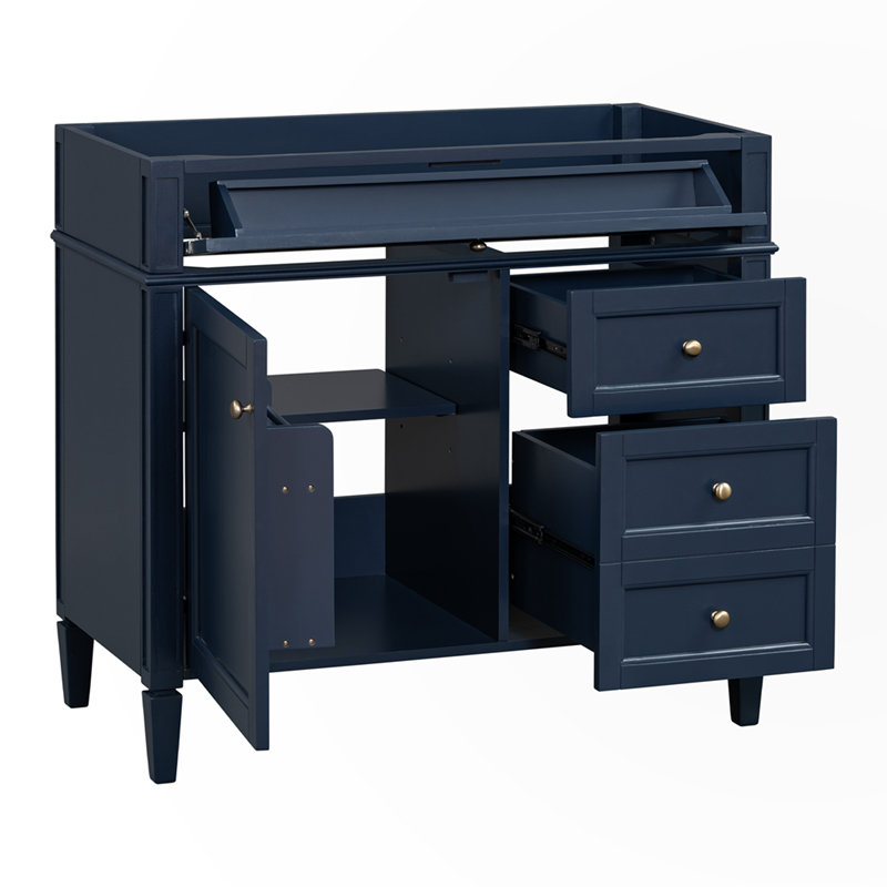 Storage Cabinet with 2 Drawers and a Tip-out Drawer, Blue