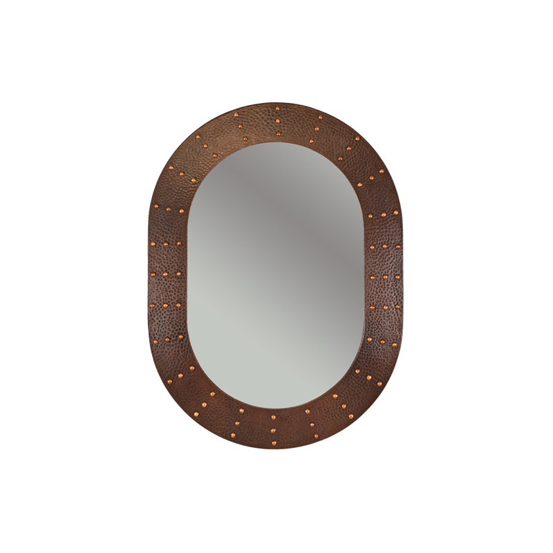 35" Oval Hammered Copper Mirror with Hand Forged Rivets